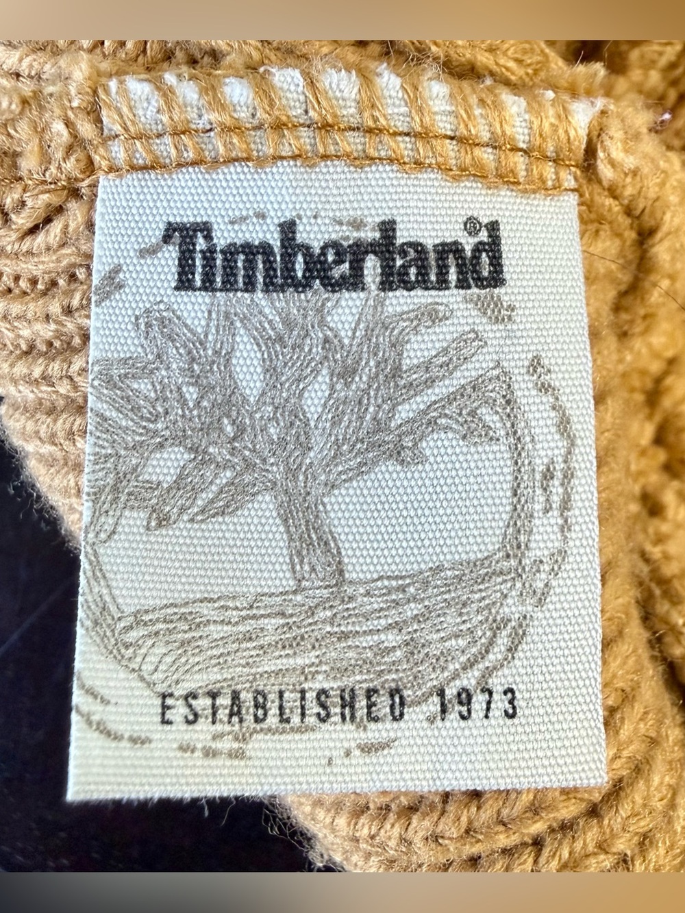 🧢 Timberland Ribbed Knit Visor Beanie Hat – Wheat Tonal Logo Rare Style - Picture 7 of 10